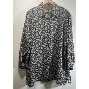 Vintage Designs & Co Lane Bryant Button Front Sheer Tunic Top Womens 22 24 Blue